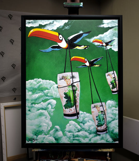 "A Taste Of Home" 80cm x 60cm Hand Embellished Canvas print - Black Frame