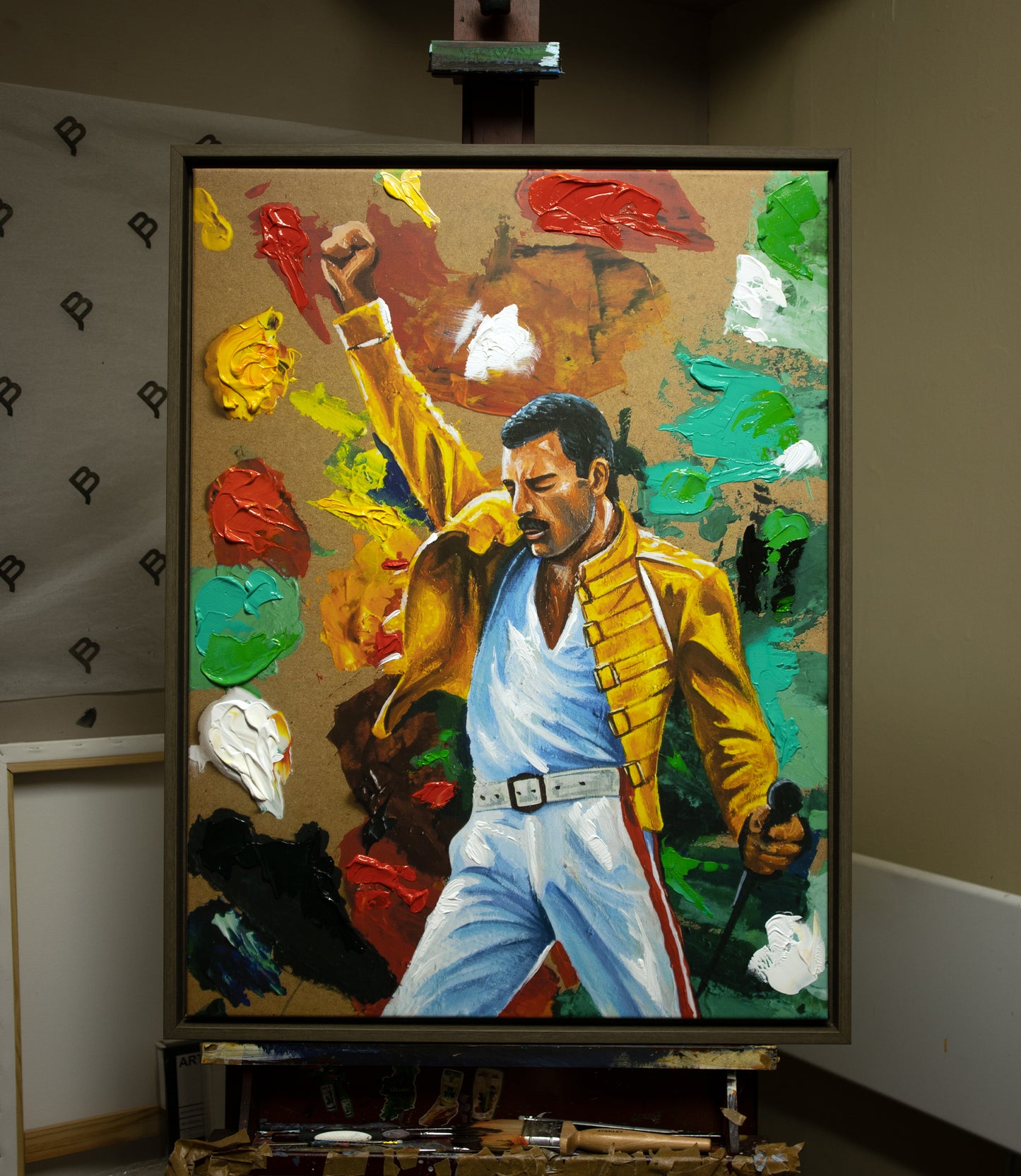 "Freddie" 80cm x 60cm Hand Embellished Canvas Print