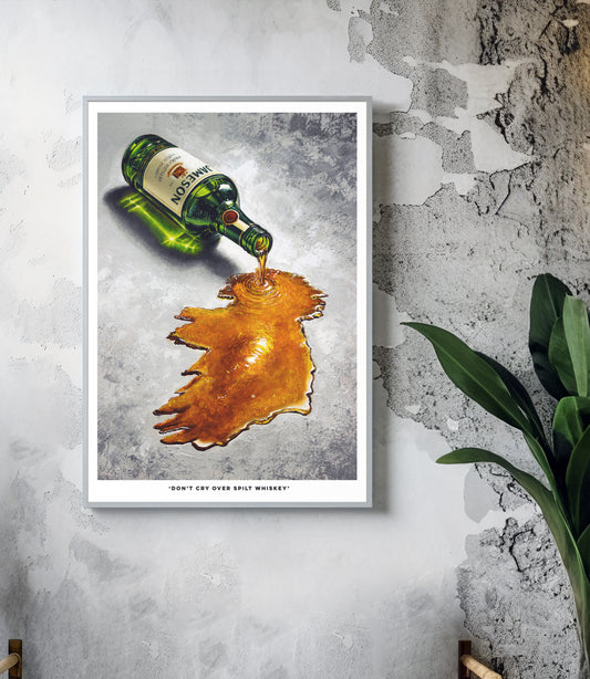 "Don't Cry Over Spilt Whiskey" Hand Embellished Print